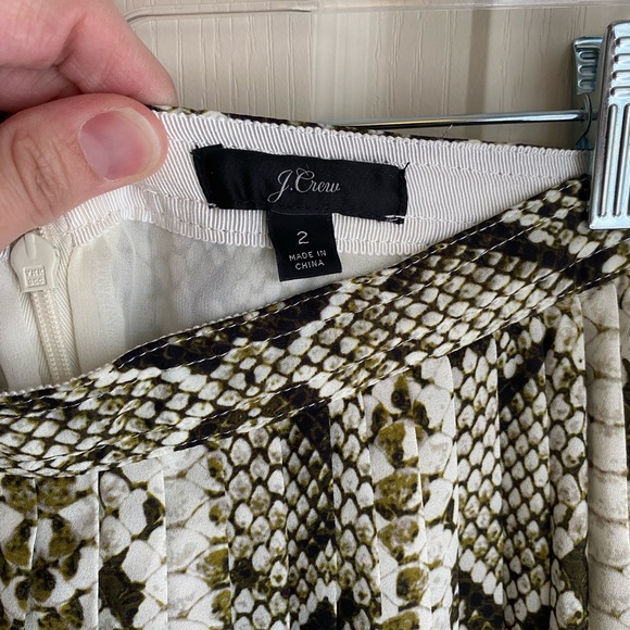 J. Crew Python Snake Print Pleated Midi Skirt - Picture 2 of 11